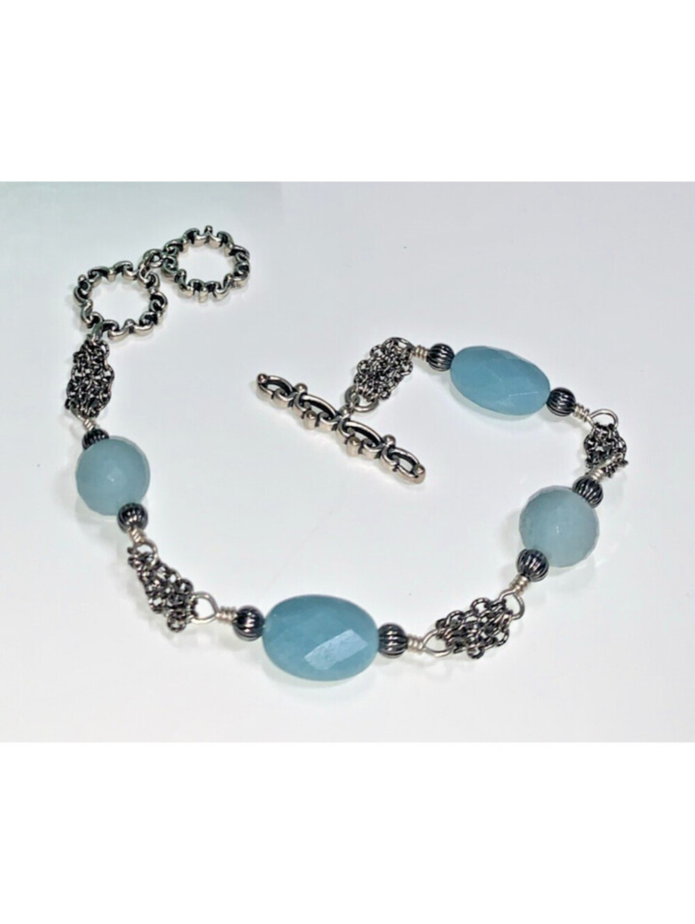 Carolyn Pollack - .925 Station Bracelet ~ Blue Chalcedony stones